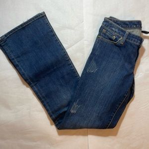 Seven7 Flare Jeans Size 28 Y2K Style Flare Jeans Mid Rise Deep Blue